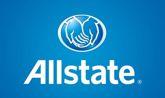 A blue and white logo for allstate.